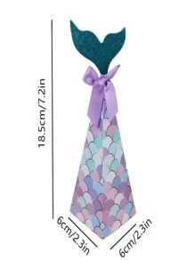 SHEIN 10Pcs Mermaid Party Boxes Favors Wedding Candy Boxes Paper Mermaid Boxes With Glitter Tail And Purple Bow Cookie Boxes For Shower Birthday Decorations