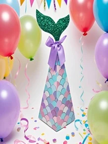 SHEIN 10Pcs Mermaid Party Boxes Favors Wedding Candy Boxes Paper Mermaid Boxes With Glitter Tail And Purple Bow Cookie Boxes For Shower Birthday Decorations