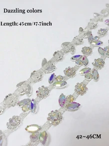 1 pieza Cadena de cristal de imitación para artesanía de costura DIY, elegante y minimalista cadena corporal, adorno de cadena con ribete de cristal de imitación, cadena con garra, cadena de cristal de imitación, recorte brillante DIY, accesorio decorativo de diamante ajustable para correa de hombro de ropa - Multicolor - Ver 4