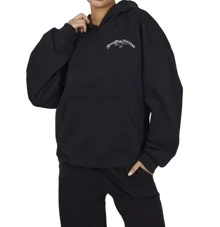 Letter Print Pocket Hooded Casual Long Sleeve Pullover Sweatshirt - Black - View 1