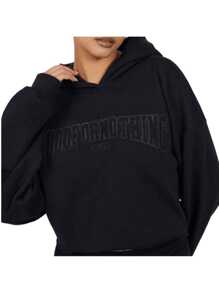 Good for Nothing Applique Cropped Hoodie - Black - View 3