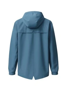 Rains Giacca da pioggia con cappuccio minimale a tinta unita con lacci - Blu - Visualizzare 2