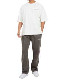 Washed Wide Leg Sweatpants - Dark Grey - View 3