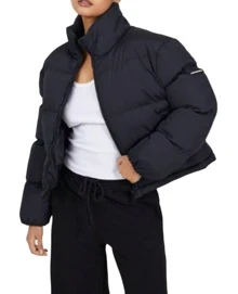 Good for Nothing Padded Two Way Convertable Coat - Black - View 5