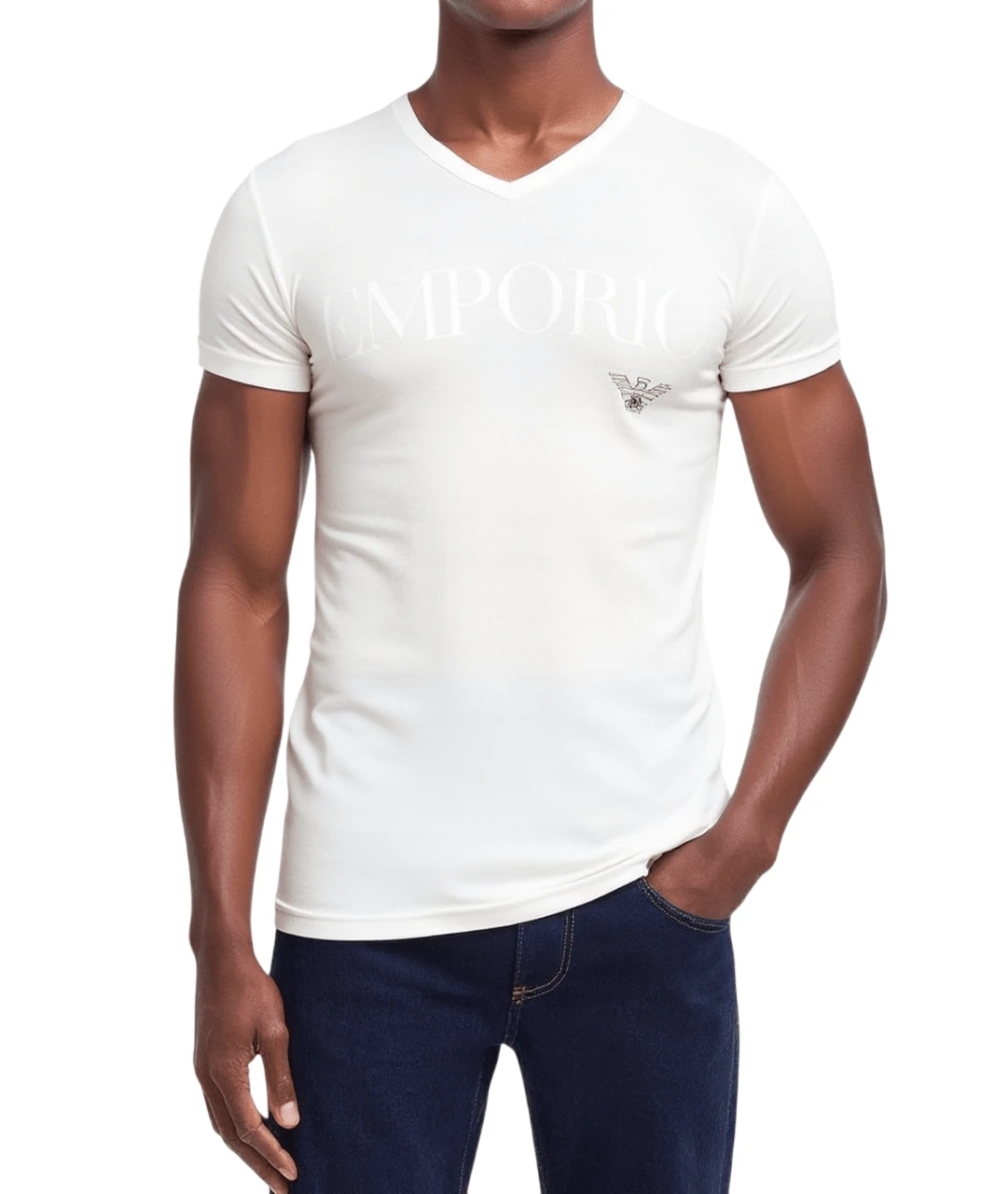 Men V Neck T-SHIRT VN EMPORIO ARMANI - White - View 1
