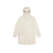 Rains Minimalist Solid Color Drawstring Hooded Outdoor Long Rain Jacket - Beige - View 2