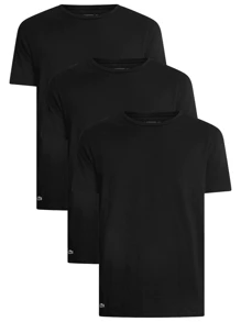Lacoste 3 Packs Cotton Jersey Loungewear T-Shirts - Black - View 1