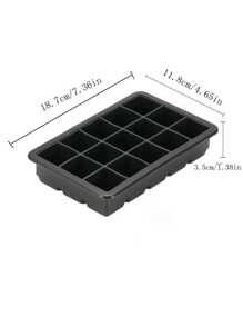 Silicone Ice Cube Tray, Easily Release 15 Square Ice Cubes Per Tray, Reusable, Suitable For Fridge, Chocolate, Baby Food, Juice - Black - View 2