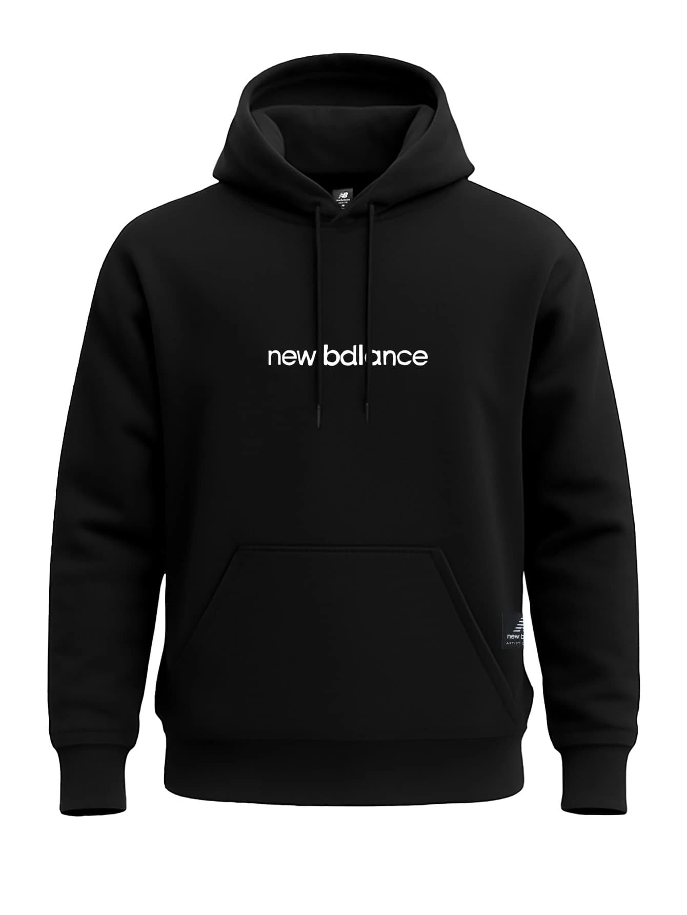 NEW BALANCE MT33564 - Letter Graphic Drawstring Black Sports Hoodie
