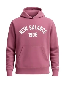NEW BALANCE MT33553 - Letter Graphic Kangaroo Pocket Sports Hoodie - Burgundy - View 1