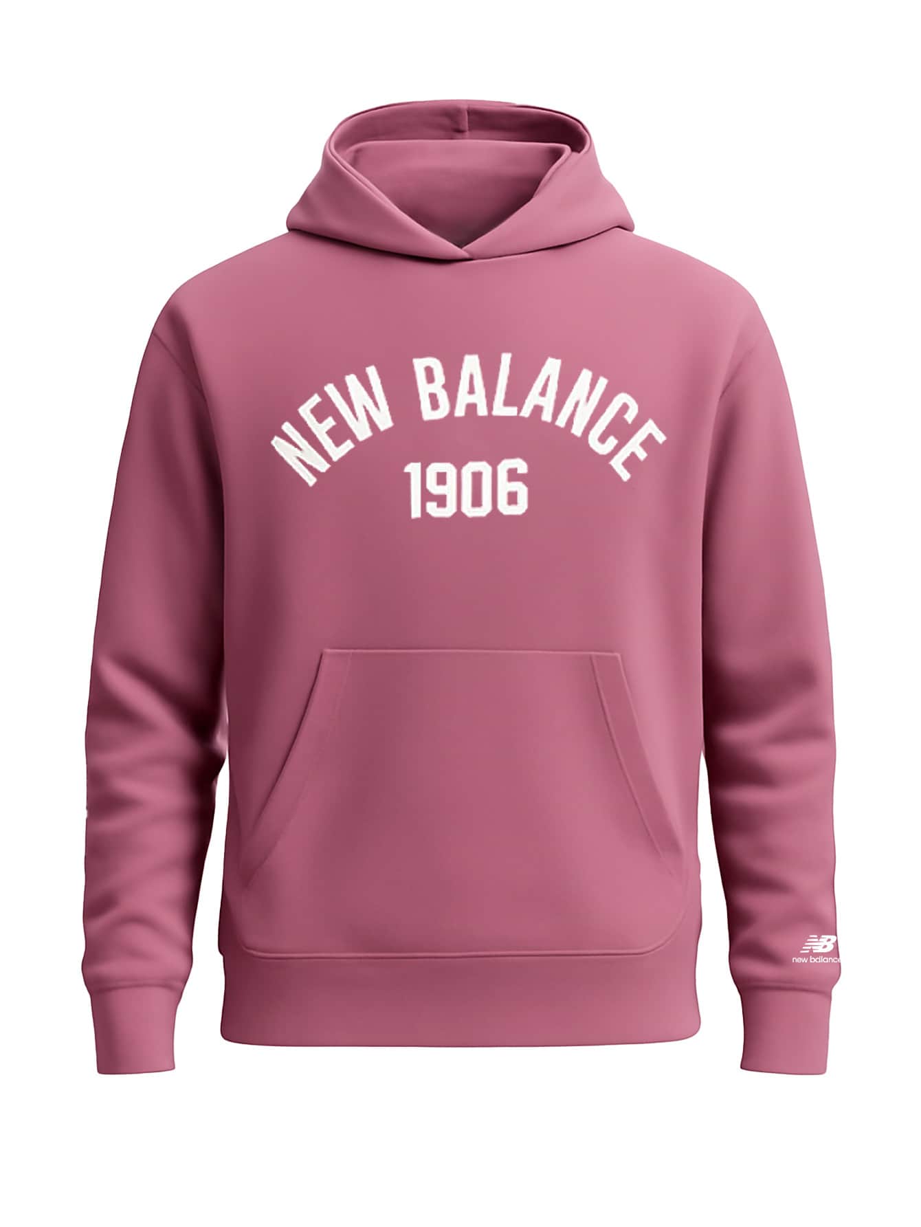 NEW BALANCE MT33553 - Letter Graphic Kangaroo Pocket Sports Hoodie - Burgundy - View 1