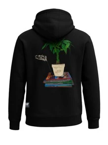 NEW BALANCE MT33564 - Letter Graphic Drawstring Black Sports Hoodie