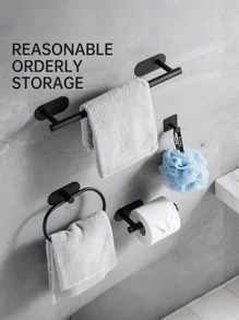 1 pieza Barra para toallas, portarrollos de papel higiénico, anillo para toallas de acero inoxidable, barra para almacenar, nuevo gancho de pared para el baño - Multicolor - Ver 3