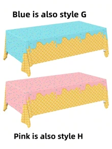 1pc Ice Cream Tablecloth, Plastic Table Cover For Ice Cream Party Supplies, Ideal Tablecloth For Birthday, Welcome Theme Parties, 54 X 108 Inches - Multicolor - View 11