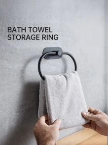 1 pieza Barra para toallas, portarrollos de papel higiénico, anillo para toallas de acero inoxidable, barra para almacenar, nuevo gancho de pared para el baño - Multicolor - Ver 4