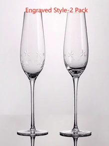 2PCS创意雕花钻石水晶玻璃高脚香槟杯，雕刻工艺，双爱L型图案，轻奢复古，适用于婚礼，情人节，永恒爱情，节庆礼品，餐厅，宴会，派对，酒吧，特殊场景，水晶玻璃高脚香槟杯 - 彩色 - 查看 17