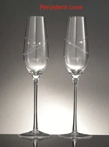 2PCS创意雕花钻石水晶玻璃高脚香槟杯，雕刻工艺，双爱L型图案，轻奢复古，适用于婚礼，情人节，永恒爱情，节庆礼品，餐厅，宴会，派对，酒吧，特殊场景，水晶玻璃高脚香槟杯 - 彩色 - 查看 15