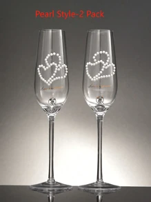 2PCS创意雕花钻石水晶玻璃高脚香槟杯，雕刻工艺，双爱L型图案，轻奢复古，适用于婚礼，情人节，永恒爱情，节庆礼品，餐厅，宴会，派对，酒吧，特殊场景，水晶玻璃高脚香槟杯 - 彩色 - 查看 13