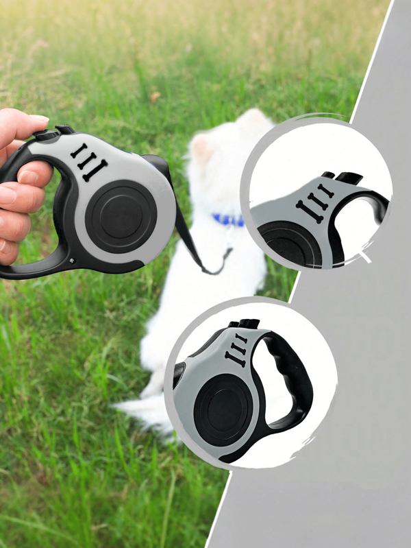 Laisse rétractable pour chien à double bouton durable - Matériau en polyamide, frein et verrouillage à un clic, poignée confortable, longe extensible de 3 mètres pour chiens - Sans batterie requise - Pour chiens de taille moyenne à grande - Adapté