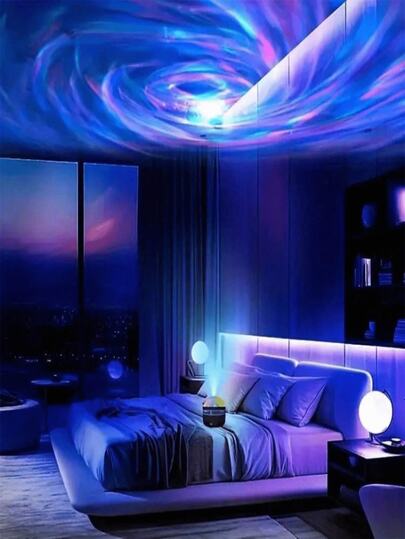 1 USB Galaxy Swirl Projectorlamp, LED Wave Ripple Projectielamp, 7-kleuren veranderend, Nachtlamp Projector voor Slaapkamer, Woonkamer, Home Theater, Plafond, Feest, Danszaal Sfeer, USB Aangedreven met Afstandsbediening