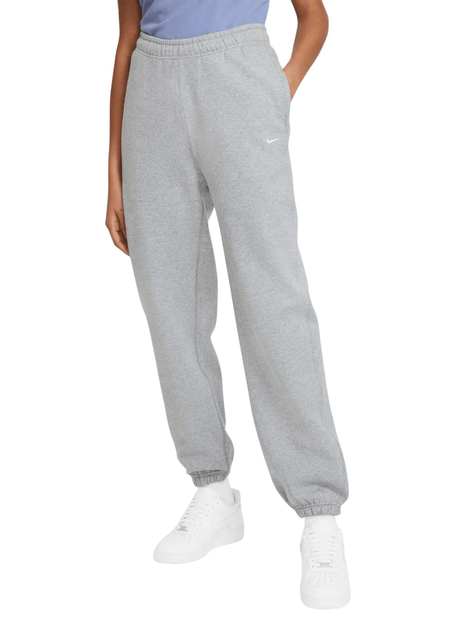 Nike Pantalón de chándal con logotipo Swoosh - Gris oscuro jaspeado / blanco - Ver 1