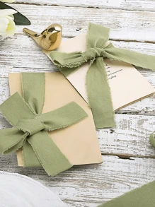 SHEIN 1 卷 4Cm*500Cm 绿色手工流苏雪纺丝带，适用于手工 DIY 礼品包装、花束捆扎、生日礼品包装、派对礼品包装、婚礼装饰、家居装饰