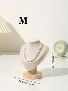 SHEIN Wooden Human Figure Model Jewelry Display Stand, Necklace Showcase For Countertop, Jewelry Props, Display Rack For Accessories, Necklace Hook Back To School - Beige - View 3