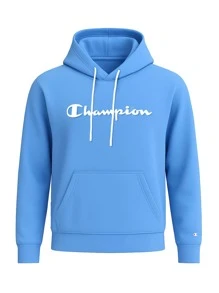 Champion Men's Casual Versatile Simple Pocket Drawstring Hoodie - Blue - View 4