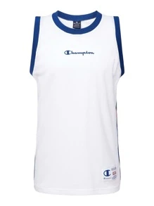 Champion Men's Summer Casual Contrast Color Patchwork Tank Top - White - View 4
