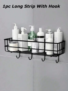 1PC, Perforation-Free Bathroom Shelving Triangle Shelving Toiletries Storage Shelf Home Bathroom Decor Bathroom Organizer Summer - Black - View 7
