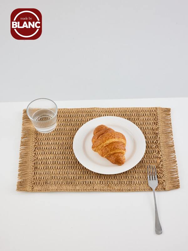 1pc Rectangular Woven Placemat with Boho Tassels