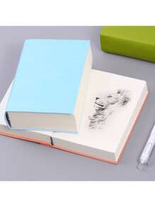 SHEIN 1 Piece Minimalist Style PU Leather Blank Undated Notebook, 360 Pages (720 Pages), Portable Sketchbook, Suitable For Students, Business Gifts, Office Meetings - Chinese Language Back To School