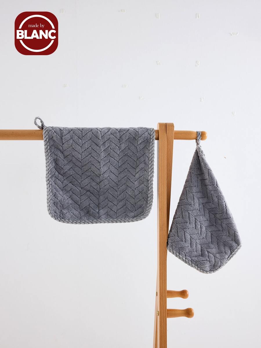 Madebyblanc 1 Pc Wheat Absorbent Quick Dry Coral Fleece Face Towel Home Bathroom Decor - Dark Grey - View 1