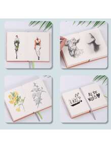 SHEIN 1 Piece Minimalist Style PU Leather Blank Undated Notebook, 360 Pages (720 Pages), Portable Sketchbook, Suitable For Students, Business Gifts, Office Meetings - Chinese Language Back To School