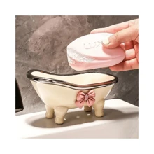 1pc Bathtub Soap Tray - Cute Creative Soap Dish Holder, Bathroom Accessories, Space-Saving Design For Organized Bathroom Countertops Home Bathroom Decor Summer Back To School - Multicolor - View 3