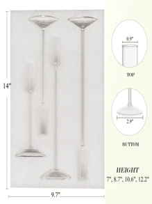 4个/1个装烛台，玻璃烛台，适用于锥形蜡烛，透明长烛台，可作餐桌中心装饰，烛台摆件，适用于活动、派对、婚礼招待会，玻璃锥形烛台，适用于各种蜡烛，是母亲节的最佳礼物 - 透明色 - 查看 6