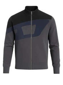 Diesel Áo khoác cardigan chắp vá màu sắc thường ngày K-ZACK dành cho nam vào mùa thu/đông - Xám - Xem 1