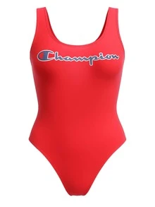 Champion Bộ đồ bơi liền thân in chữ cho nữ khi đi nghỉ - Đỏ - Xem 4
