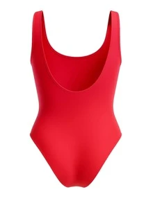 Champion Bộ đồ bơi liền thân in chữ cho nữ khi đi nghỉ - Đỏ - Xem 5