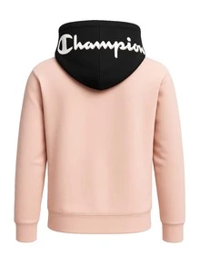 Champion 1 件女式撞色长袖抽绳连帽休闲运动衫 - 粉色 - 查看 5