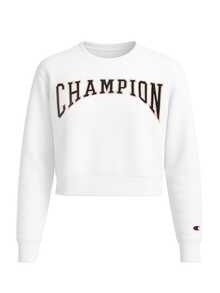 Champion Áo nỉ hở vai in chữ thường ngày cho nữ, mùa hè - trắng - Xem 4