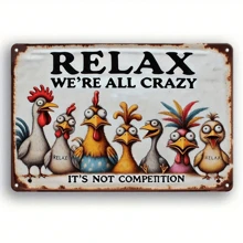 Relax, We're All Crazy Here - Funny Metal Wall Decor | Multipurpose For Home, Bar, Cafe, Office, Garage | Pre-Drilled Weatherproof Metal Sign, Great Gift Idea - 8x12 Inches Birthday Gifts Graduation - Multicolor - View 3
