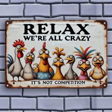 Relax, We're All Crazy Here - Funny Metal Wall Decor | Multipurpose For Home, Bar, Cafe, Office, Garage | Pre-Drilled Weatherproof Metal Sign, Great Gift Idea - 8x12 Inches Birthday Gifts Graduation - Multicolor - View 5