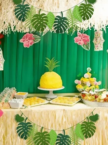 10PCS Tropical Leaf Banner Set Hawaiian Palm Monstera Decor For Beach Party Luau Jungle Theme Birthday Baby Shower Wedding Event Decorations Boho Home Wall Decor Summer Backdrop Photo Booth Props Foliage Garland