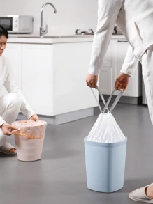 SHEIN Trash Bags Kitchen Bathroom Leakproof Drawstring Heavy Duty 75 Count Extra Thick Scented Waste Liners For Office Bedroom Bin Can Odor Blocking Tear Resistant Handy Pack Portable Storage Space Saving Value Bundle Trial Pack Small Space Solution Pet Proof - White - View 2