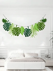 10PCS Tropical Leaf Banner Set Hawaiian Palm Monstera Decor For Beach Party Luau Jungle Theme Birthday Baby Shower Wedding Event Decorations Boho Home Wall Decor Summer Backdrop Photo Booth Props Foliage Garland