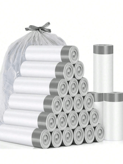 SHEIN Trash Bolsas de cocina, baño, resistente a fugas, con cordón, de 75 piezas, extra Thick, forros perfumados para residuos, para oficina, dormitorio, contenedor, puede bloquear las lágrimas, paquete práctico, portátil, almacenamiento, ahorro de espacio, valor, bundle, solución de prueba, pequeño espacio a prueba de mascotas