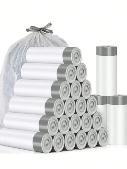 SHEIN Trash Bags Kitchen Bathroom Leakproof Drawstring Heavy Duty 75 Count Extra Thick Scented Waste Liners For Office Bedroom Bin Can Odor Blocking Tear Resistant Handy Pack Portable Storage Space Saving Value Bundle Trial Pack Small Space Solution Pet Proof