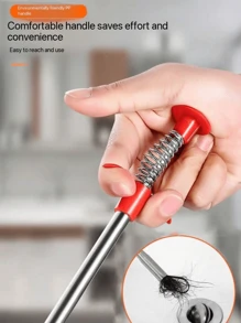 1PC 4-Claw Pipe Hook Drain Cleaner Tool Manual Bathroom Sink Toilet Plunger Hair Clog Remover For Shower Tub Drainage Unblocking Home Kitchen Cleaning Tools Durable Rustproof