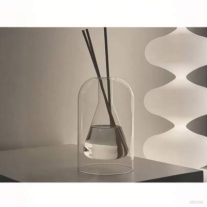 1pc 130ml Transparent Glass Diffuser Bottle With Rattan Sticks, Fragrance Oil Bottle For Home Use, Unscented Aroma Bottle, Simple Decorative Glass Vase, Glass Vase Fragrance Reed Sticks Home Decor Interior Design Tranquility Life Aesthetics Aromatherapy Art Decor Natural Element Relaxing Time Life Style Home Life Handicraft Mental Peace Good Times Creative Home Decorative Art Life Inspiration Mental Space Gifts Birthday Graduation